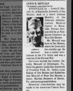 Obituary for LEWIS H. METCALF