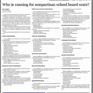 Who is running for nonpartisan school board seats?