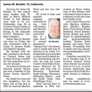 Obituary for James M. B ender