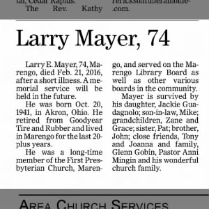 Obituary for Larry E. Mayer
