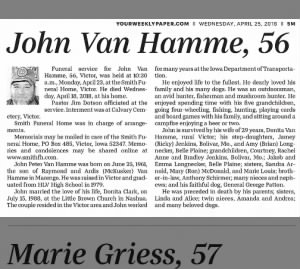 Obituary for John Peter Van Hamme